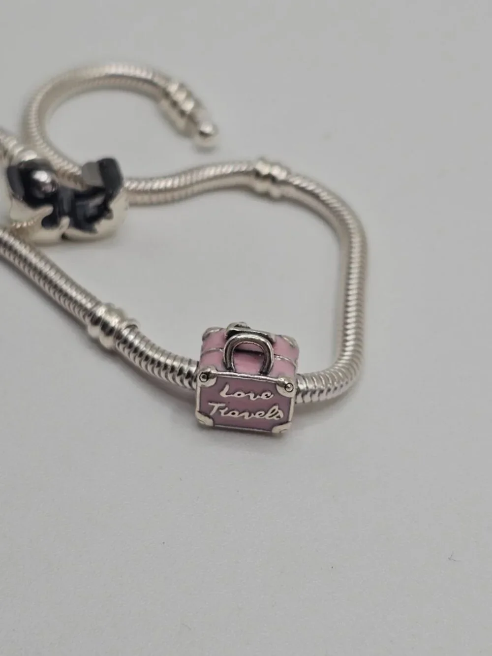 Sterling Silver 925 Rhodium Plated Pink Travel Bag 